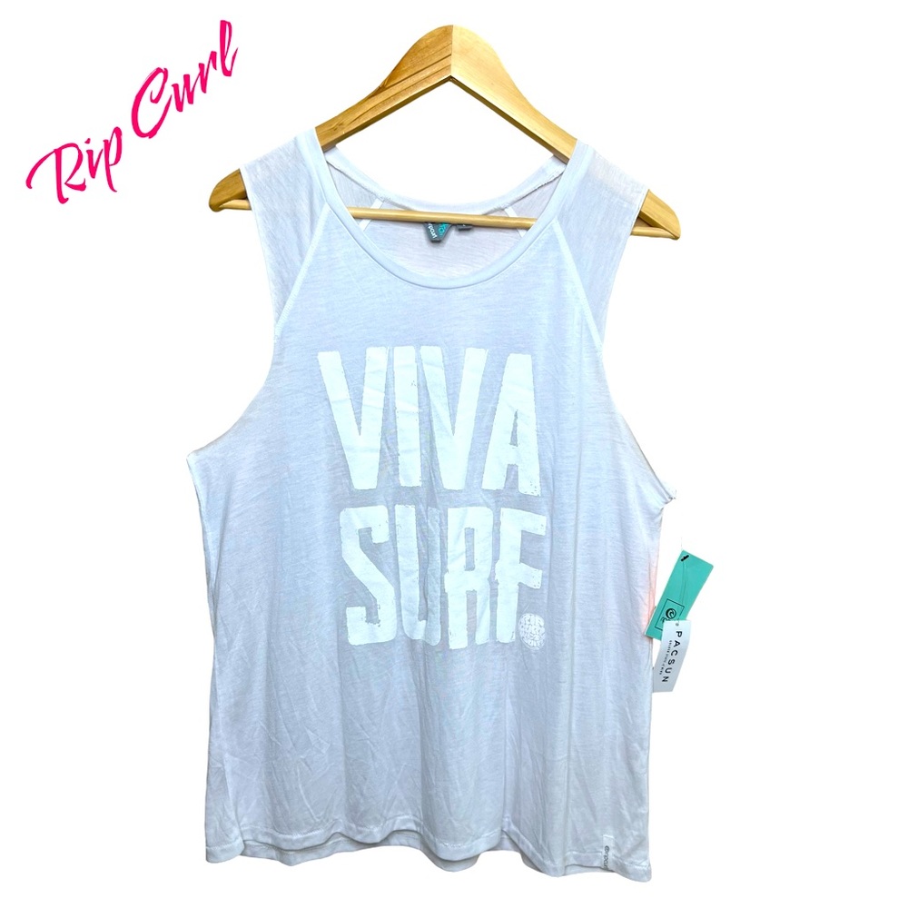 RIP CURL White Surf Tank Top Size Large NWT